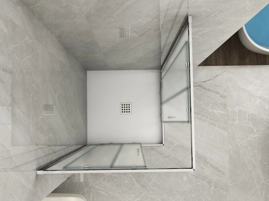 Box doccia Cristallo 6 mm OPACO  apertura Angolare Scorrevole Reversibile - Misura: 70 x 90 x h190 cm