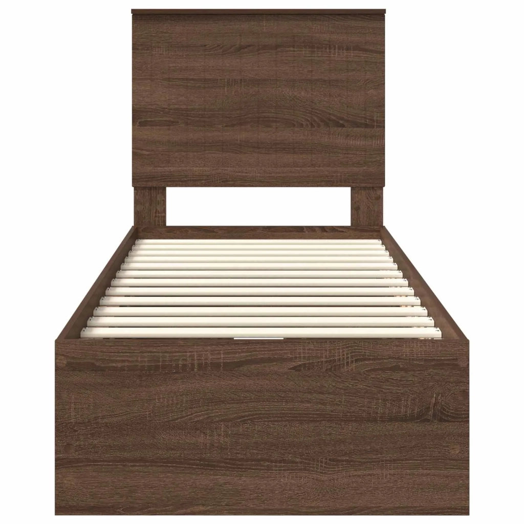 Struttura del letto con cassetto-Giroletto con contenitore-Rete del Letto Rovere Marrone 75 x 190 cm 198126