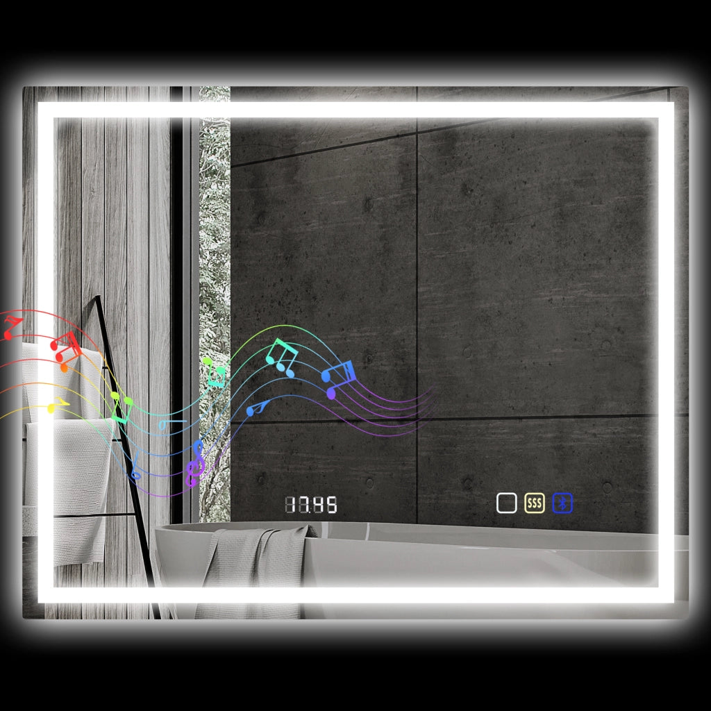 Specchio Bagno LED 80 x 100 cm con Bluetooth Antiappannamento Interruttore Touch Luce Regolabile 3 Colori Argento
