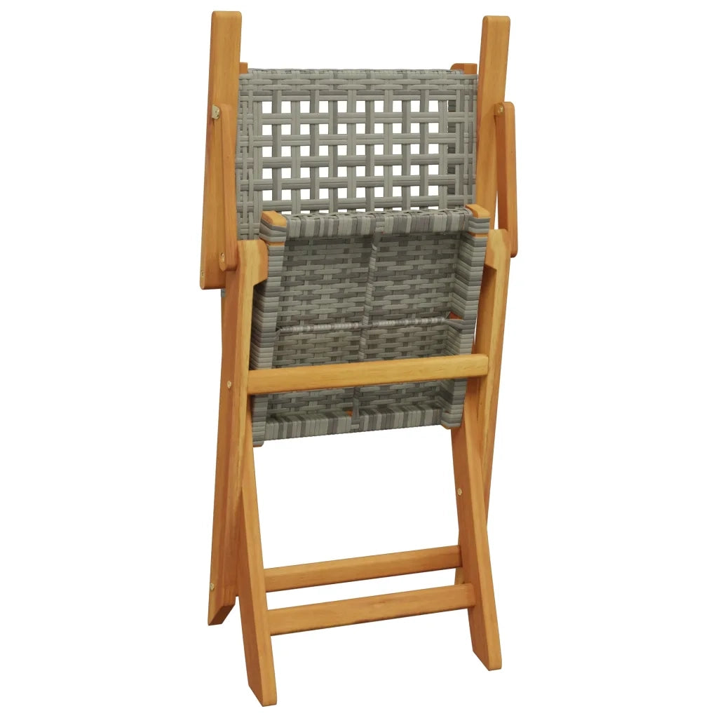 Sedie Giardino Pieghevoli 6 pz | Sedie da Esterno Grigie Polyrattan Legno Massello