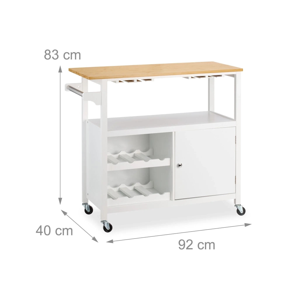 Carrello da cucina con ruote spazio di archiviazione 75 x 40 x 85 cm pratico design contemporaneo in legno bianco 13_0016682