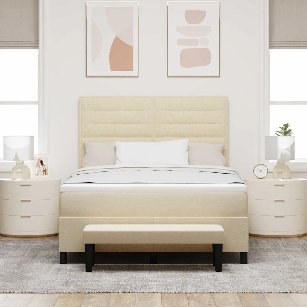 Letto a molle con materasso Crema 160 x 200 cm Tessuto