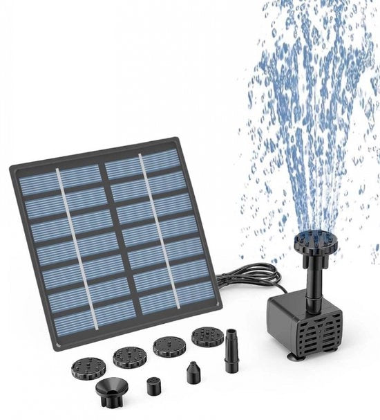 Pompa per laghetto - Energia solare - Fontana solare - fontana energia solare - pompa laghetto energia solare - impianto di fontana autonomo con 6 sprinkler - 11cm