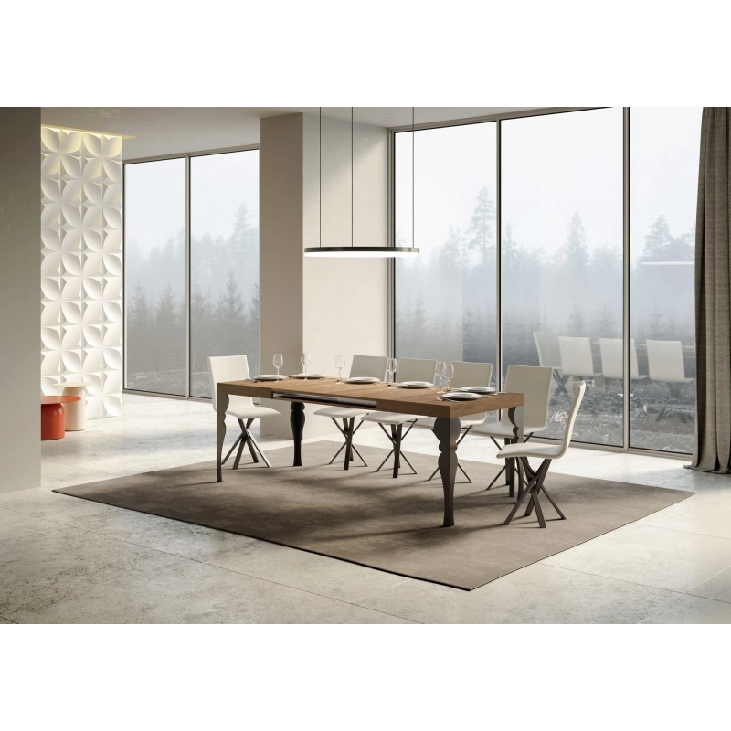 Tavolo allungabile 90x140/244 cm Paxon telaio Antracite - Quercia Natura