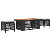 Set da Pranzo per Giardino 4 pz | Set Salotto da Giardino Nero e Crema polyrattan