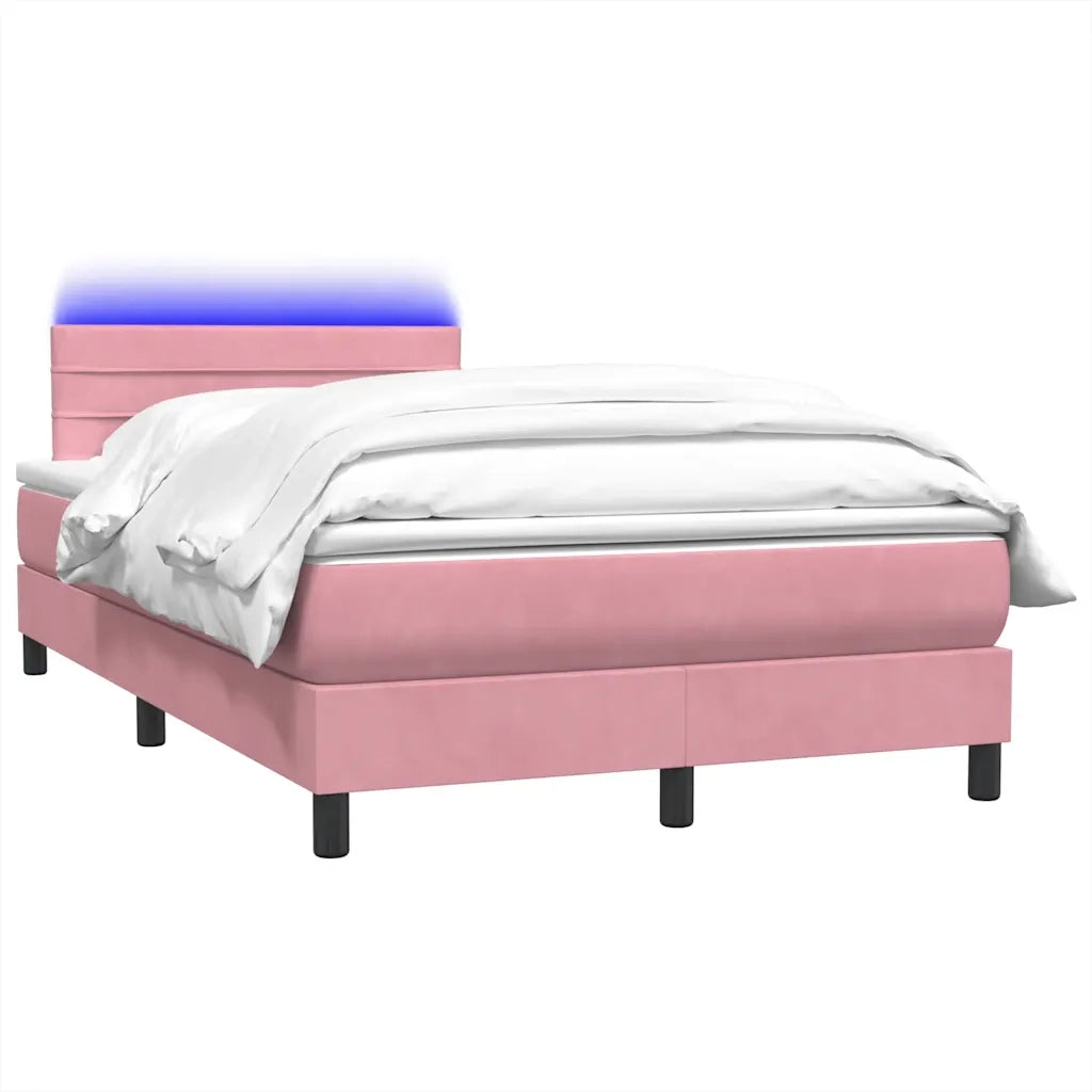 Letto a Molle con Materasso e LED Rosa 120x220 cm in Velluto 3317024
