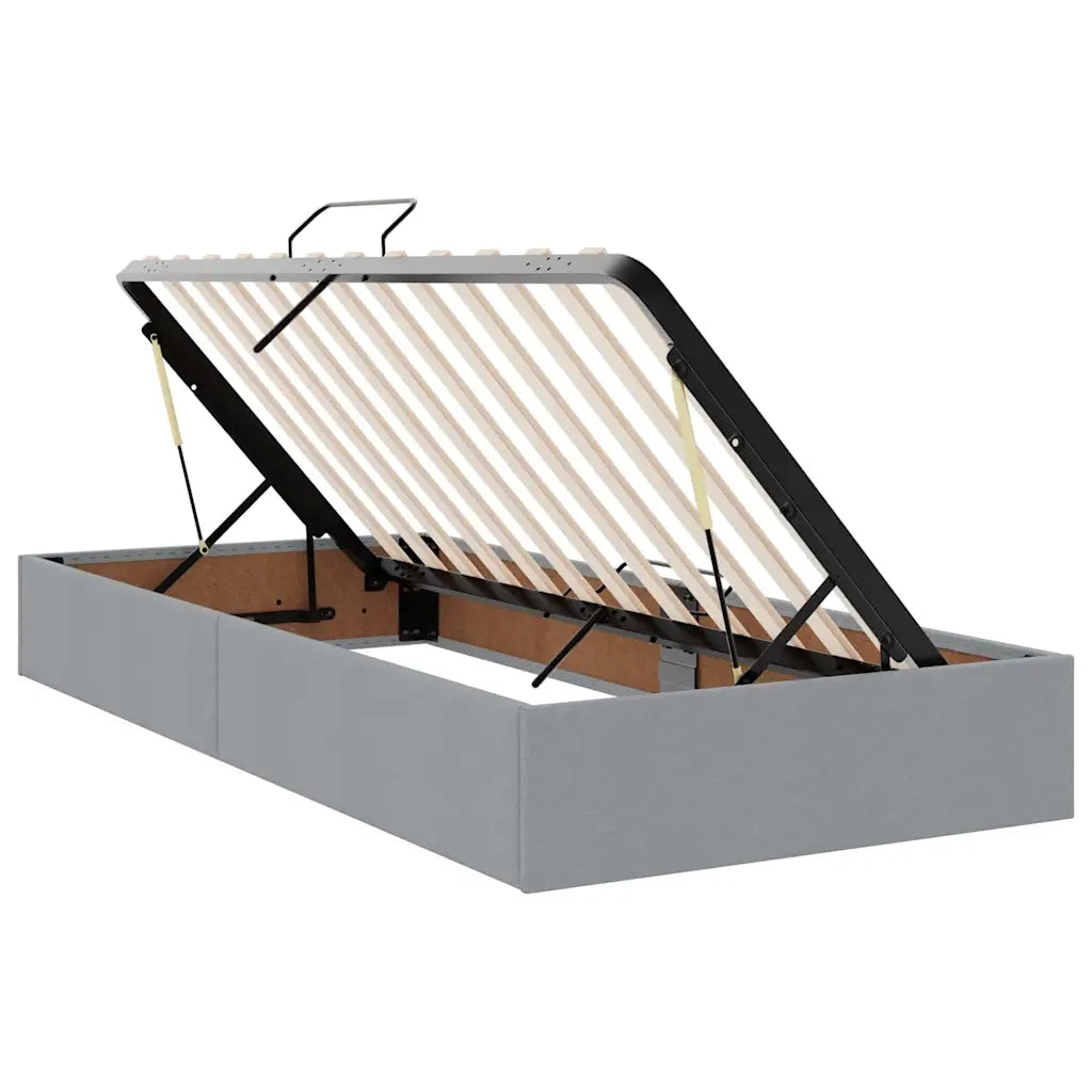 Letto con contenitore e LED Grigio chiaro 90 x 190 cm Tessuto 3371112