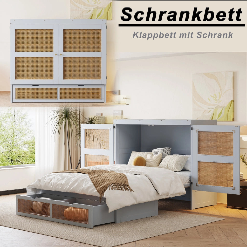 letto a scomparsa legno grigio 140 x 200 cm