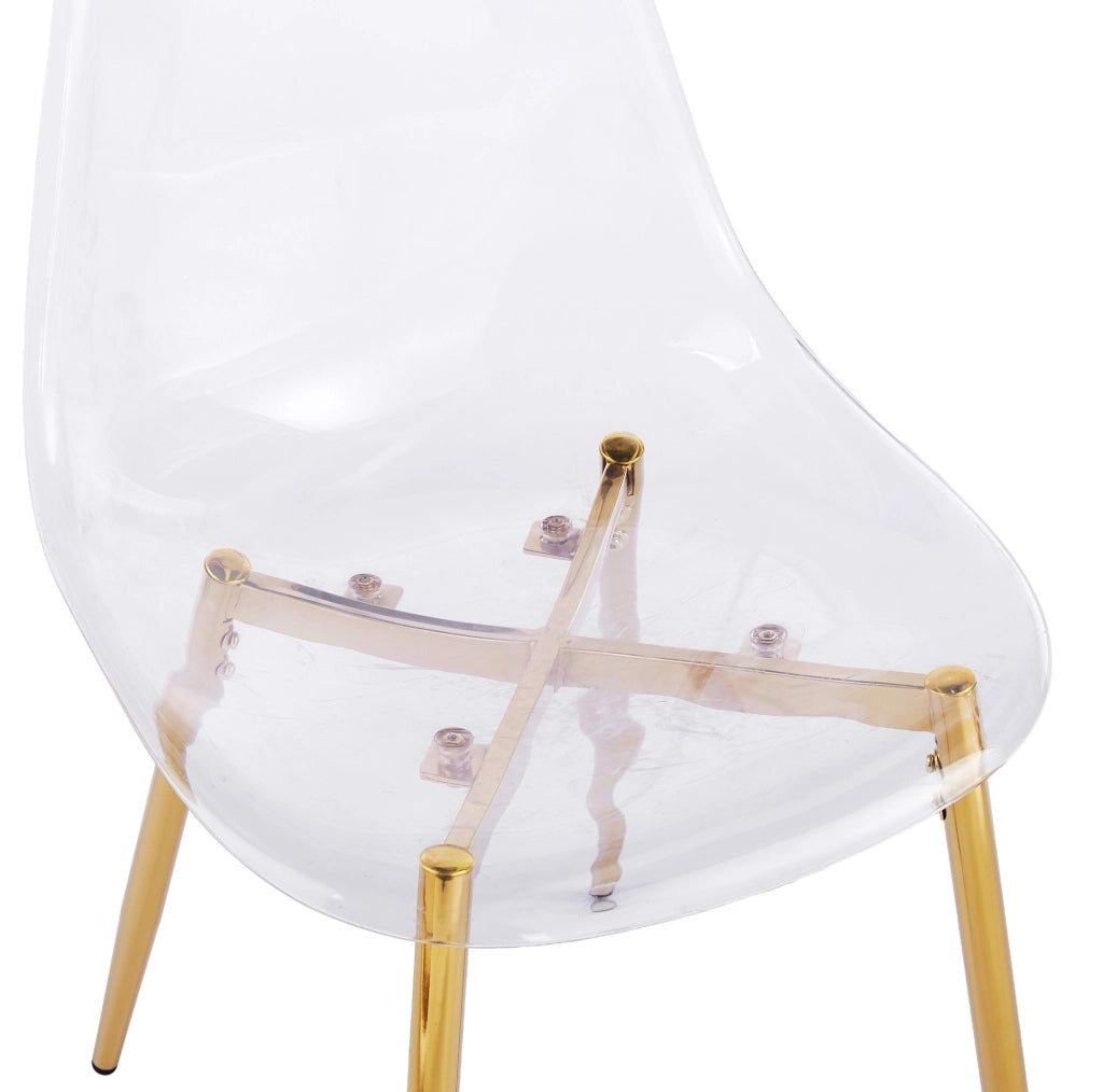 Sedia trasparente in ABS con gambe in metallo dorate HOMVRA