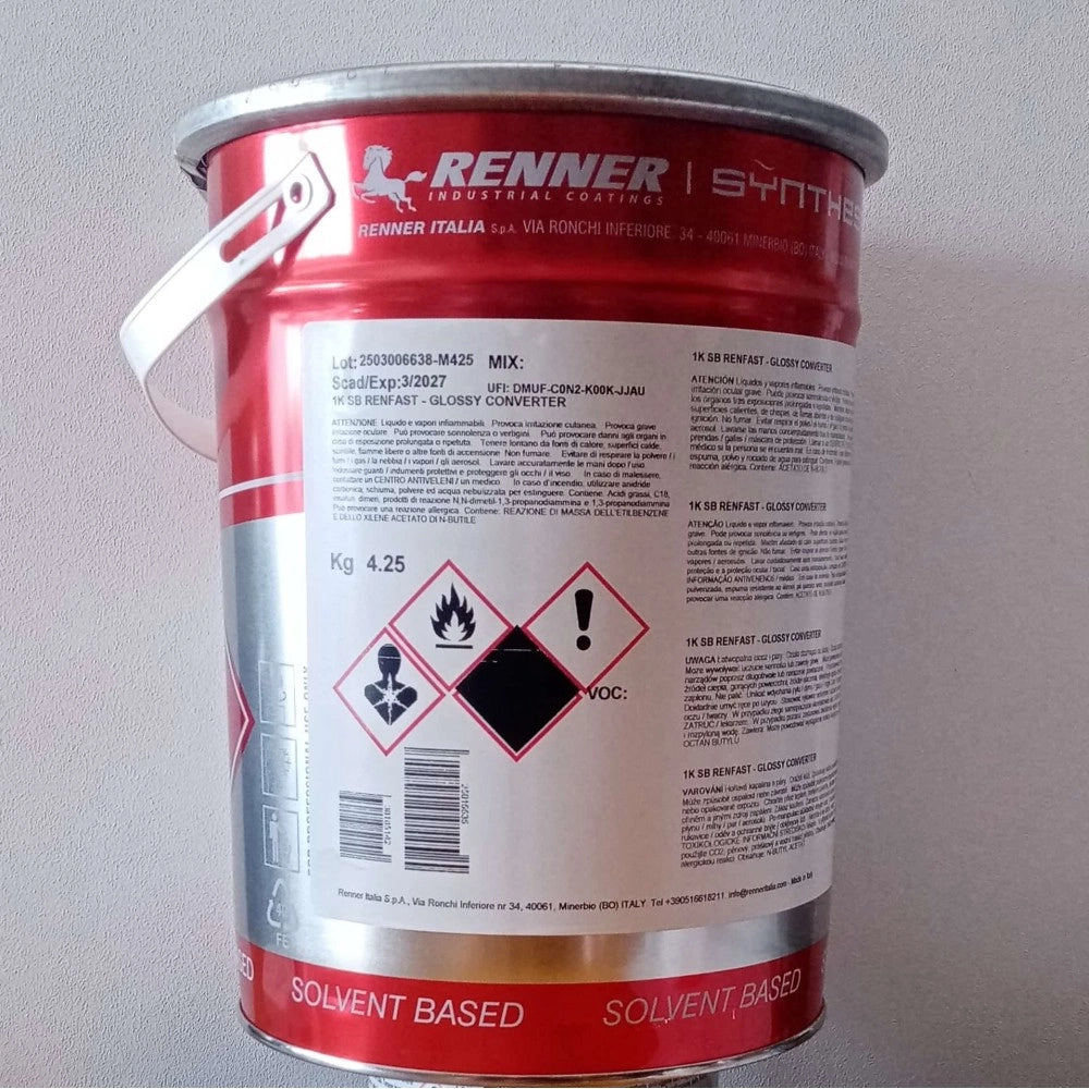 Renner renfast 5kg smalto lucido - tutti i ral 9000 - base nitro a rapida essiccazione, colore  ral 9017 - nero traffico