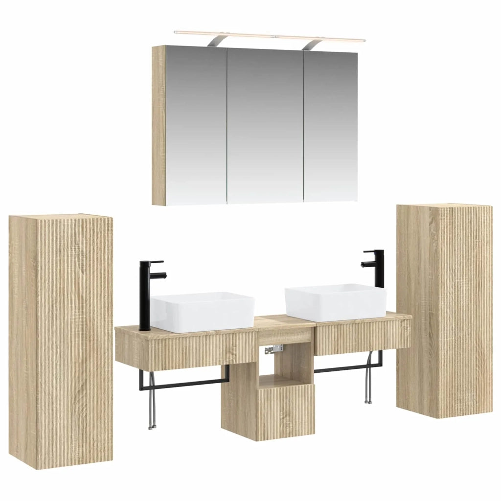 Set di mobili per il bagno 6 pz Rovere Sonoma 3407129