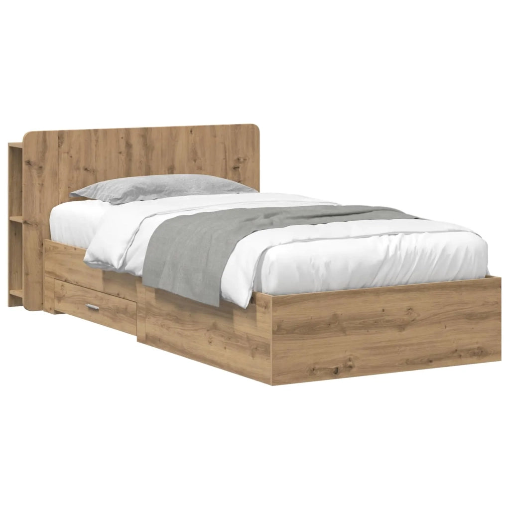 Letto singolo | Letto per adulti | Telaio del letto con storage Rovere Artigianale 90 x 200 cm