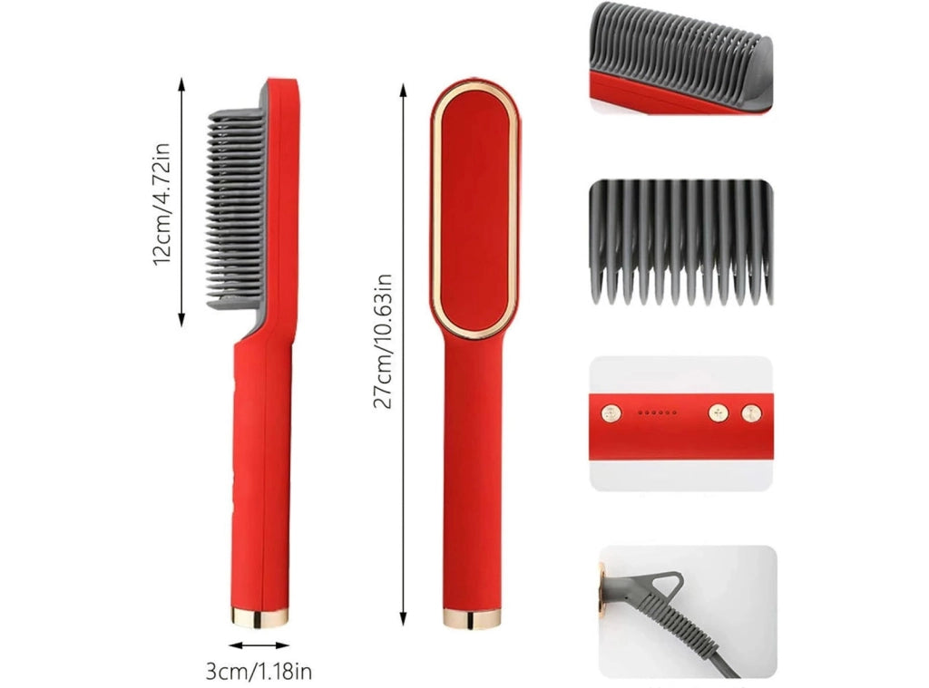 Spazzola Lisciante Elettrica Pettine Termico Antiscottatura per Tutti i Capelli 34W