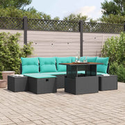Set Divano da Giardino 7 pz Nero polyrattan 3361389
