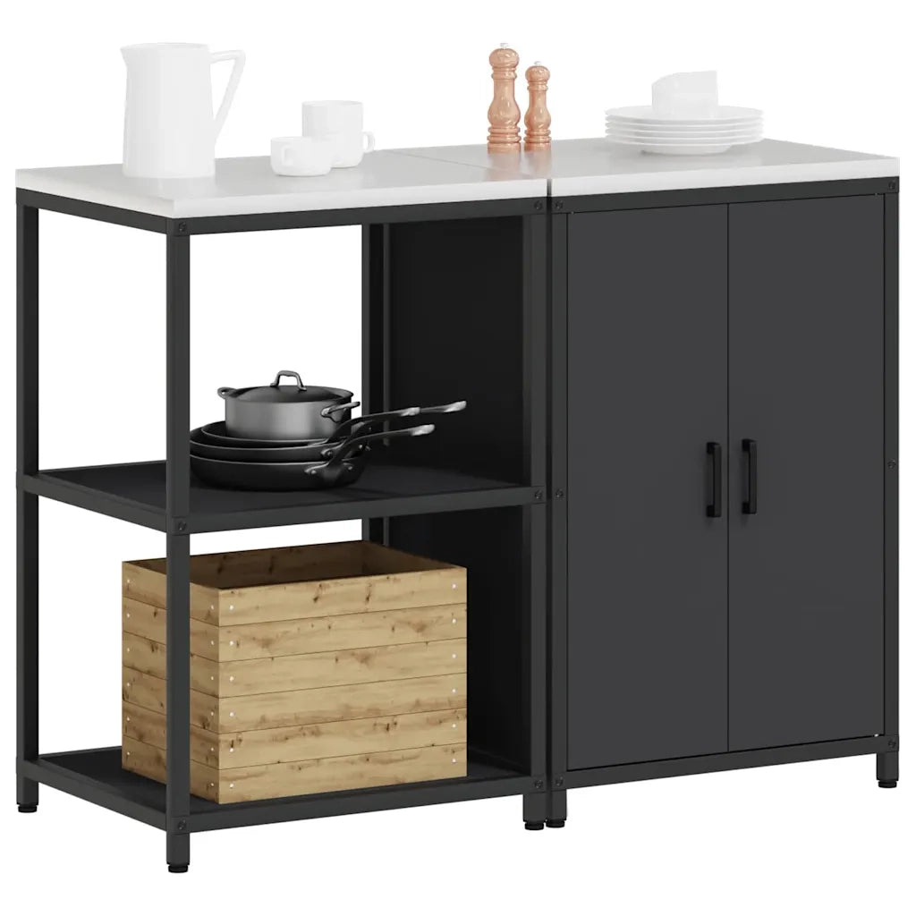 Set di Stoccaggio per Cucina con lo scaffale 2 pz-Armadietto Cucina-Armadietto Cucina Nero 122614