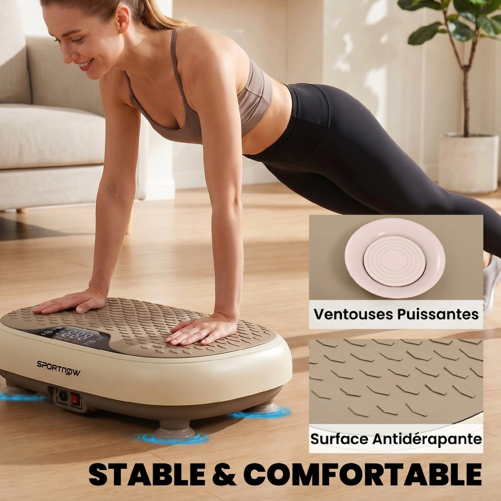 Pedana Vibrante Fitness ¨C Xylo ¨C 20 Livelli, 3 Programmi, Display LED, Telecomando, 46x33x13,5 cm, Beige