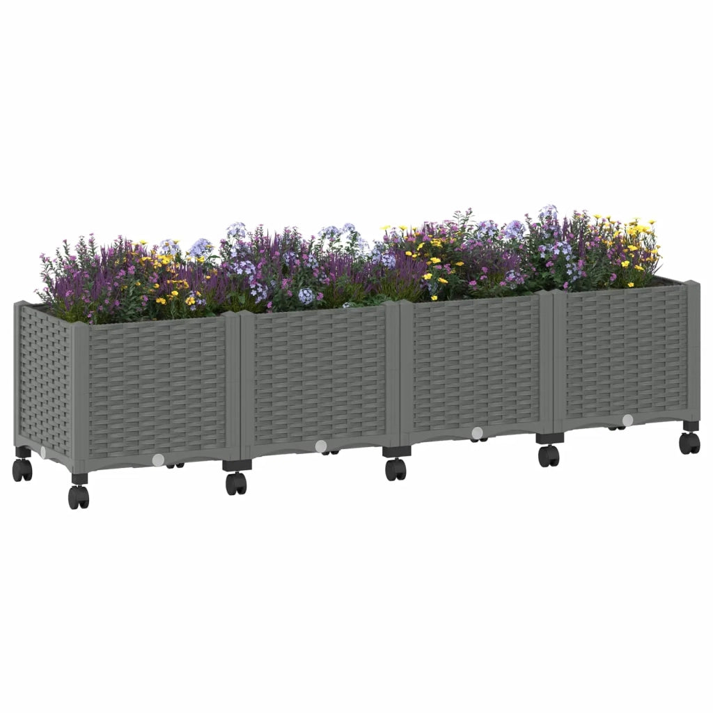 Vaso da Giardino con Ruote Grigio Chiaro 160 x 40 x 48 cm PP 3423136