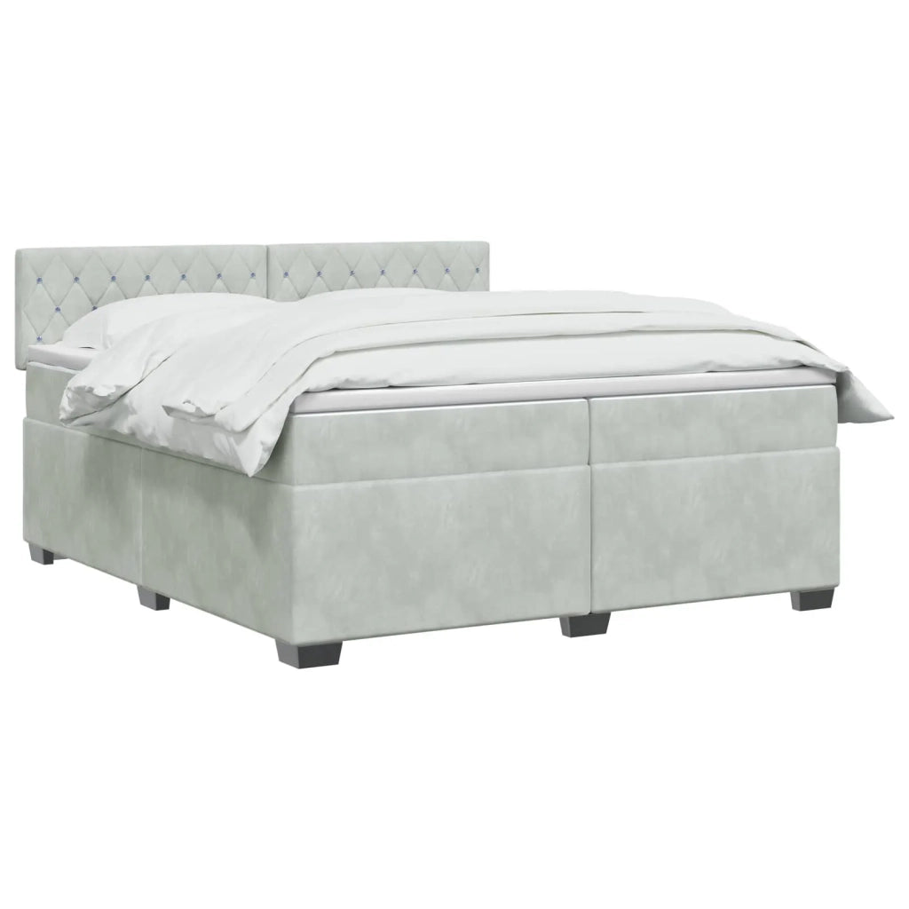 Letto con Box Spring, Materasso e LED Grigio Chiaro Velluto 3452240