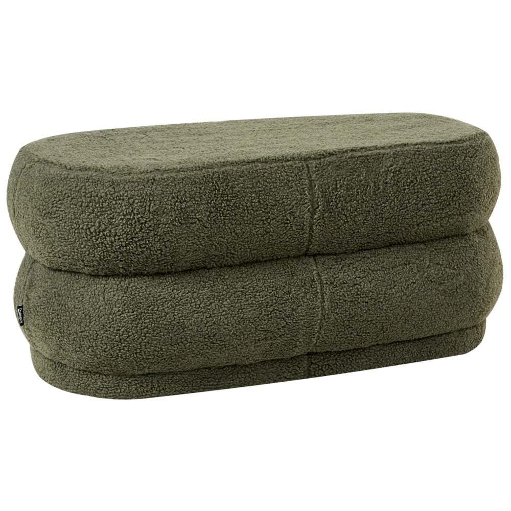 Panca decorativa con tessuto bouclè verde imbottito soggiorno camera da letto moderno
