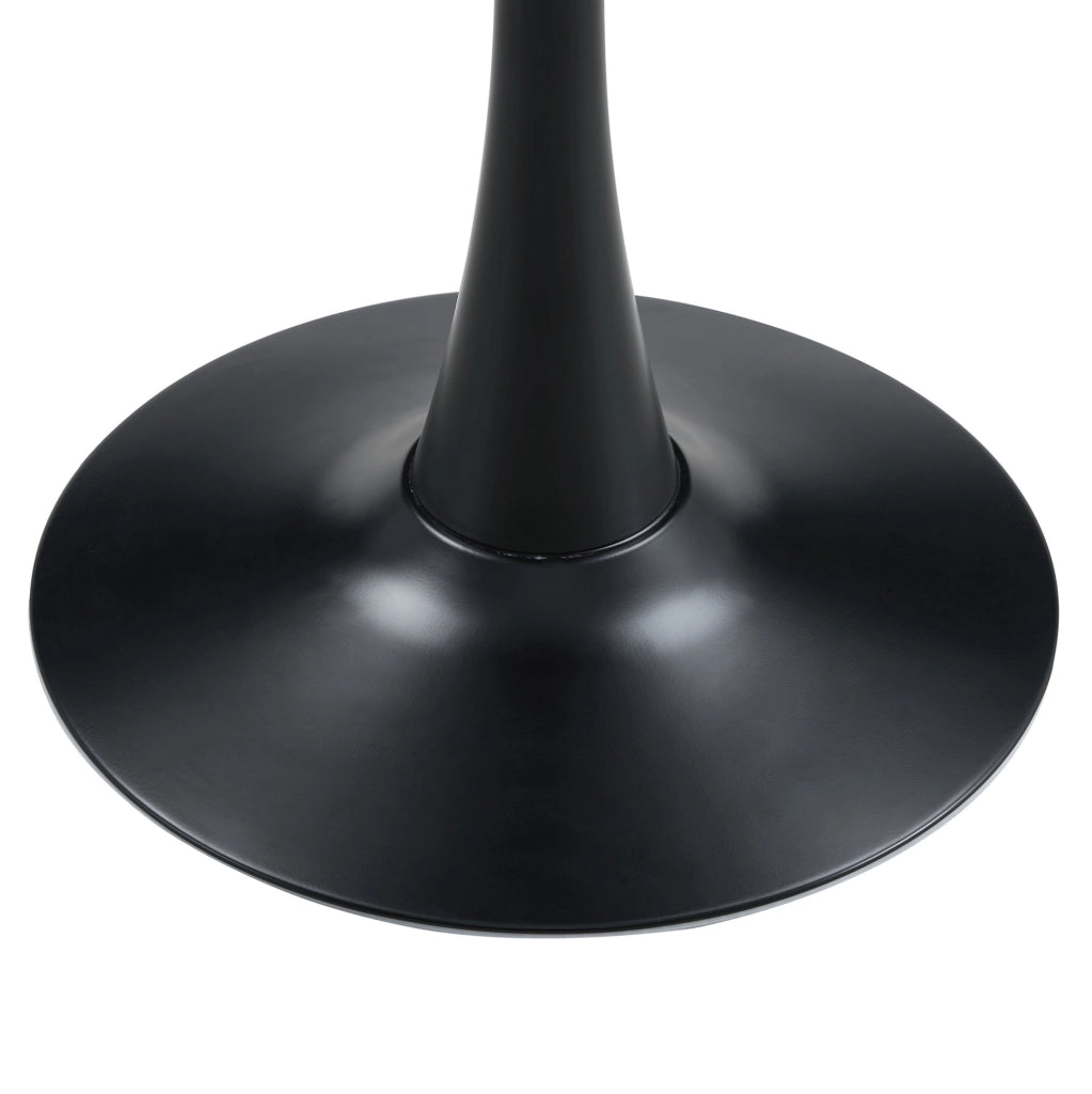 Tavolo rotondo stile Mid-Century con base centrale in MDF e metallo bianco e nero