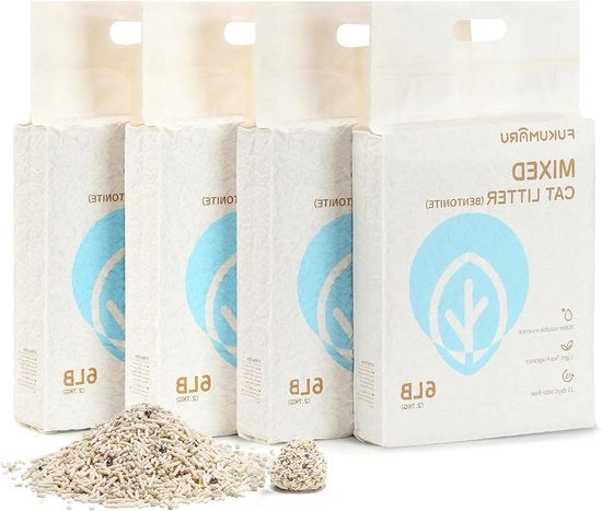 Immondizia per Gatti in Forma di Pelletti Faccia a Faccia con Tofu e Bentonite - Senza Polvere e Facile da Formare con Controllo degli Odori (Profumo di Tè Bianco)