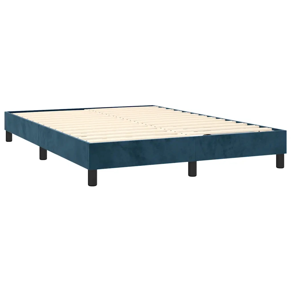 Giroletto a Molle con Materasso Blu Scuro 140x200 cm in Velluto 3141429