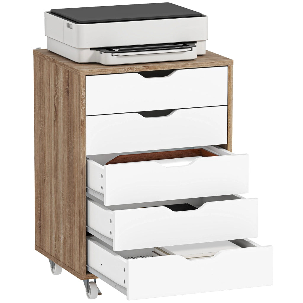 Scrivania con cassetti ¨C Minimal ¨C Bianco e Rovere 47,5x67,5x39,5 cm