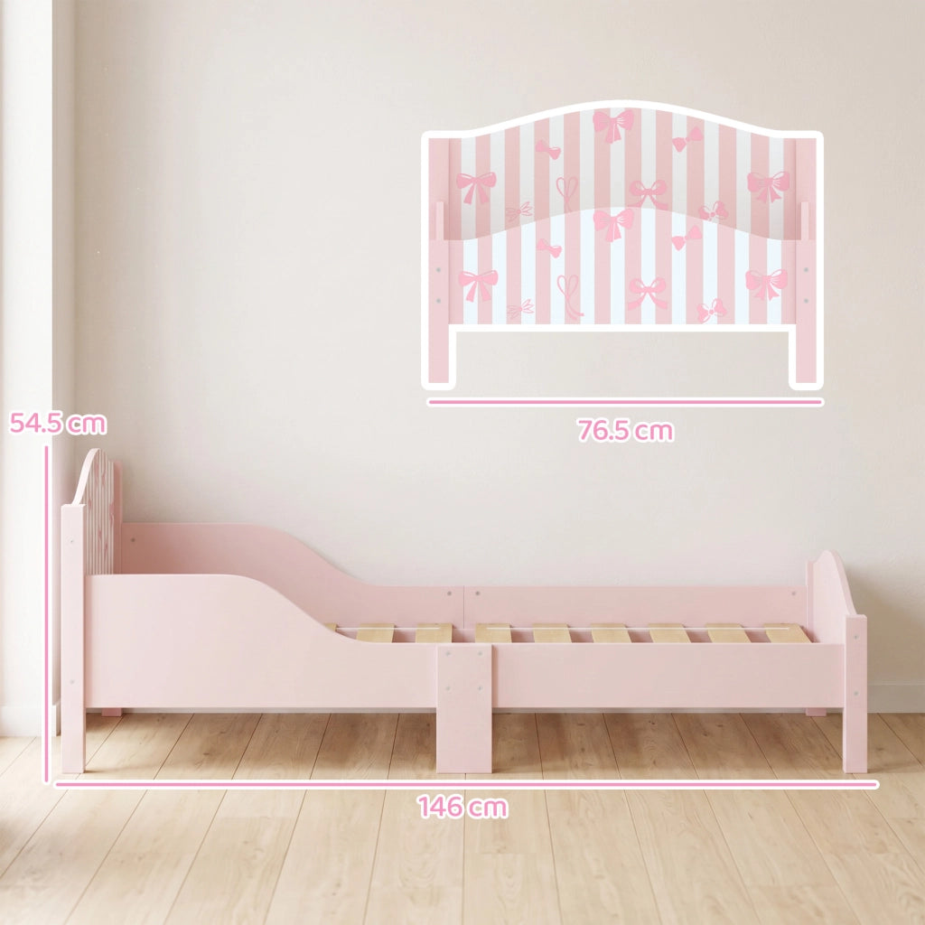 Letto Singolo per Bambini 146x76,5 cm con Sponde a Forma di Fiocco Rosa