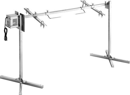 Grill Rotisserie Elettrico, AC 220-240 V con 8 Impostazioni Regolabili, Set di Griglia Rotisserie con Portata di 60 kg, Motore 38 W, Costruzione in Acciaio Inox per Esterni