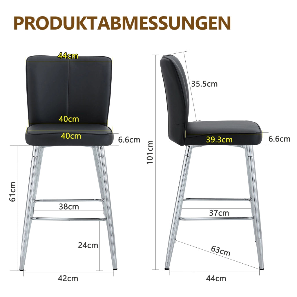 SGABELLO BAR Set da 2 pezzi 54x54x51 cm PU Nero e Argento