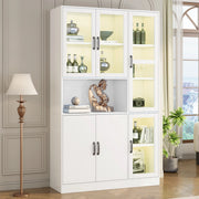 VETRINA con LED 120x40x200 cm Bianca in MDF e Vetro