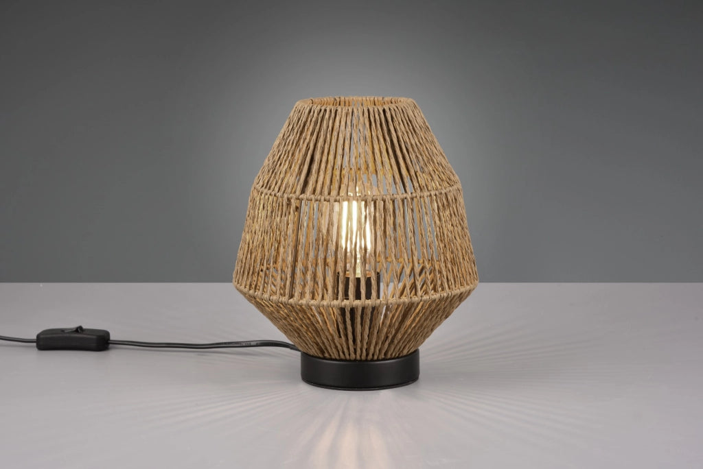 Lampada da tavolo boho carta marrone/nera E27 RL Miki