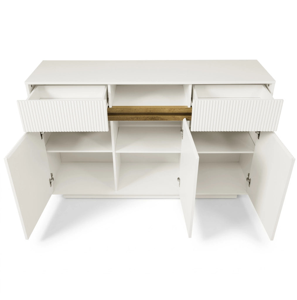 Credenza bianca con LED e spazio contenitivo flessibile