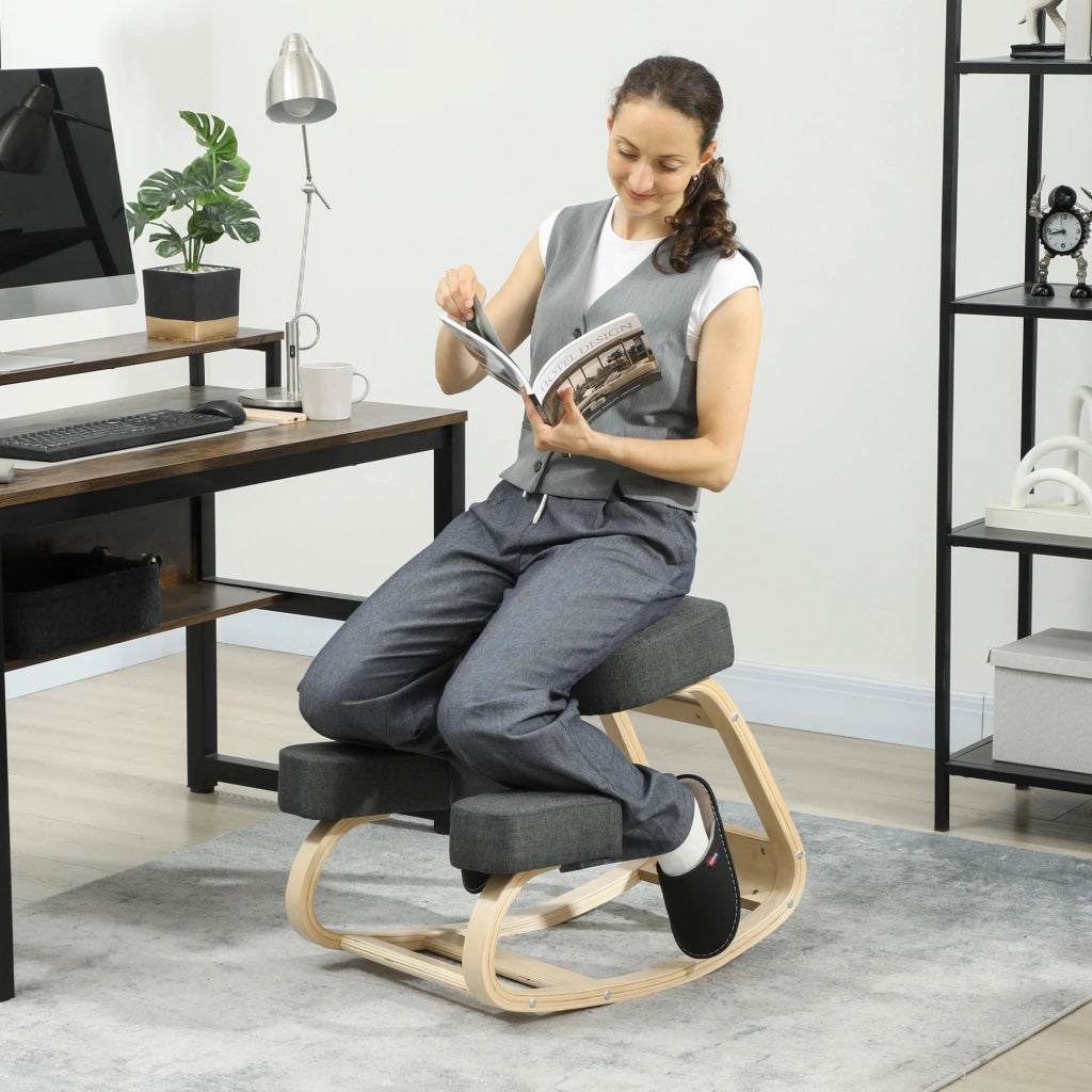 Sgabello ergonomico in legno di betulla ¨C zephmum ¨C grigio scuro