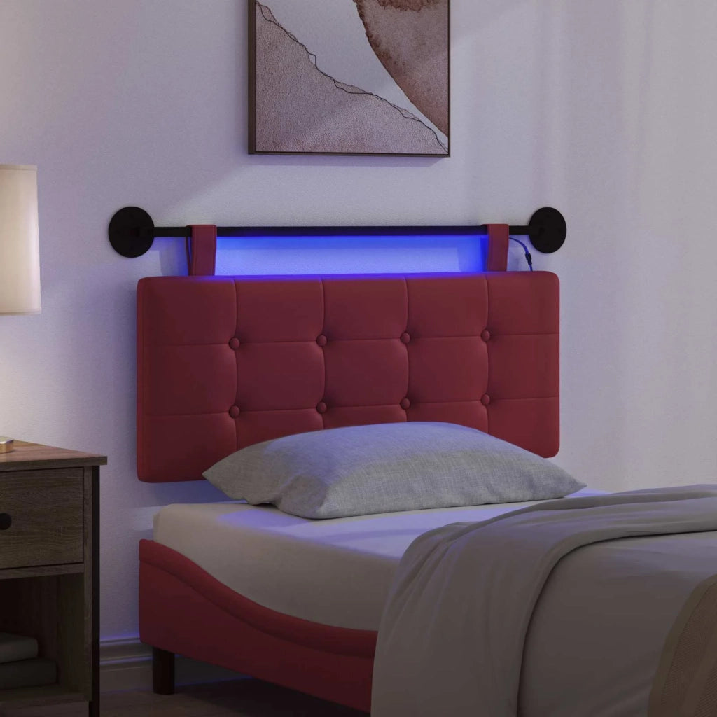 Testiera | Testata sospesa Con luce LED Rosso Vino Similpelle