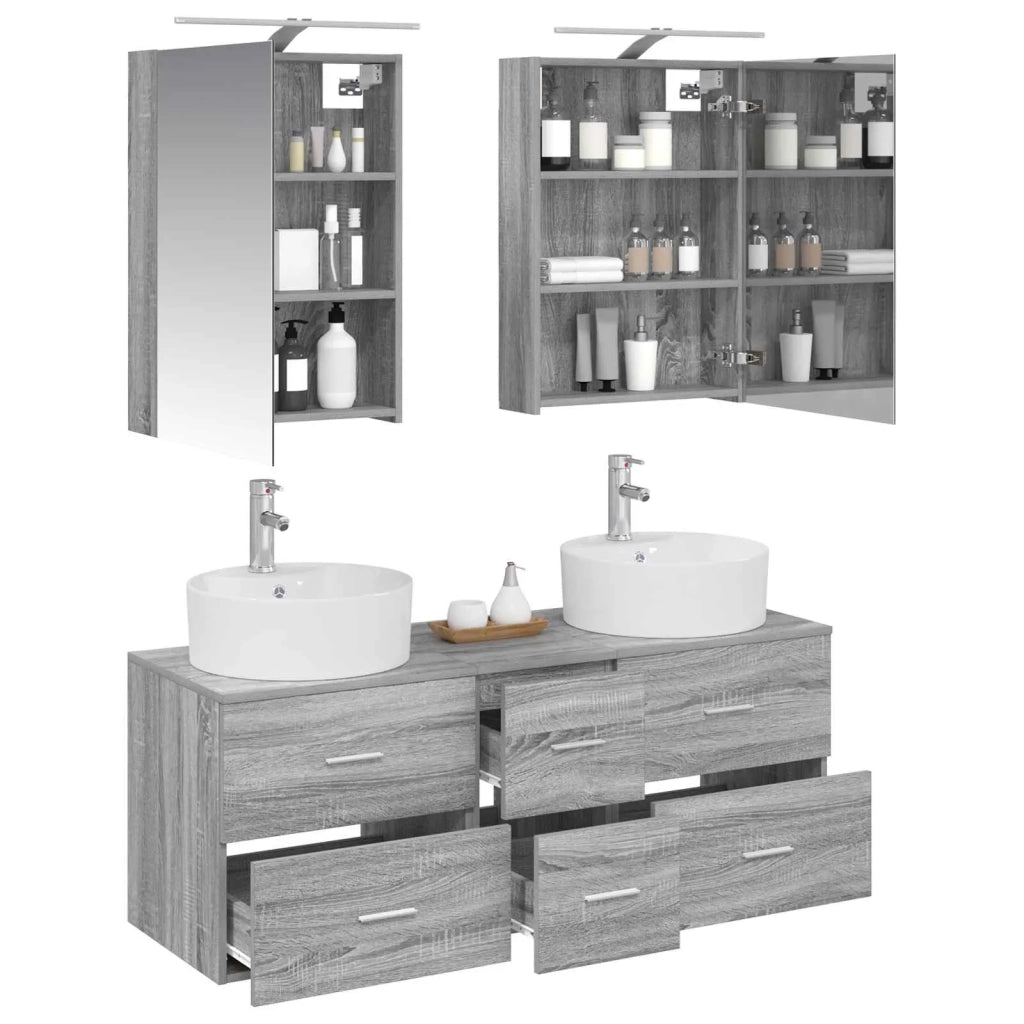 Set di mobili per il bagno 5 pz Sonoma grigio 3406916