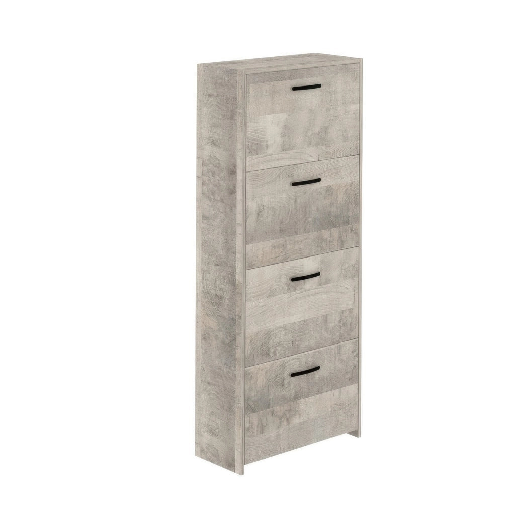 Scarpiera in Kit Rovere Platino 58 x 25 x h 139 cm a 4 Ante a Doppia Profondità