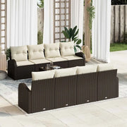 Set Divano da Giardino con cuscino 9 pcs Marrone e Crema
