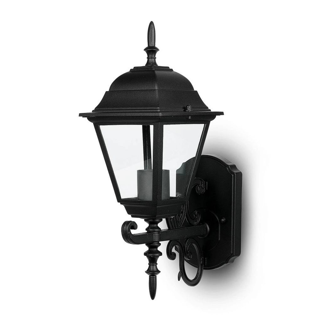 V-TAC VT-760 Lampada LED da Muro a Lanterna Piccola con Portalampada E27 (Max 60W) Rivolta in Alto Colore Nero Opaco IP44 SKU 7519