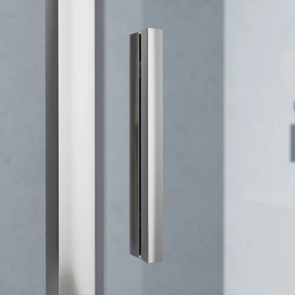 Box doccia cromato 90x80cm con anta a battente da 90cm e parete fissa da 80cm vetro 6mm trasparente anticalcare h190 | Lerici