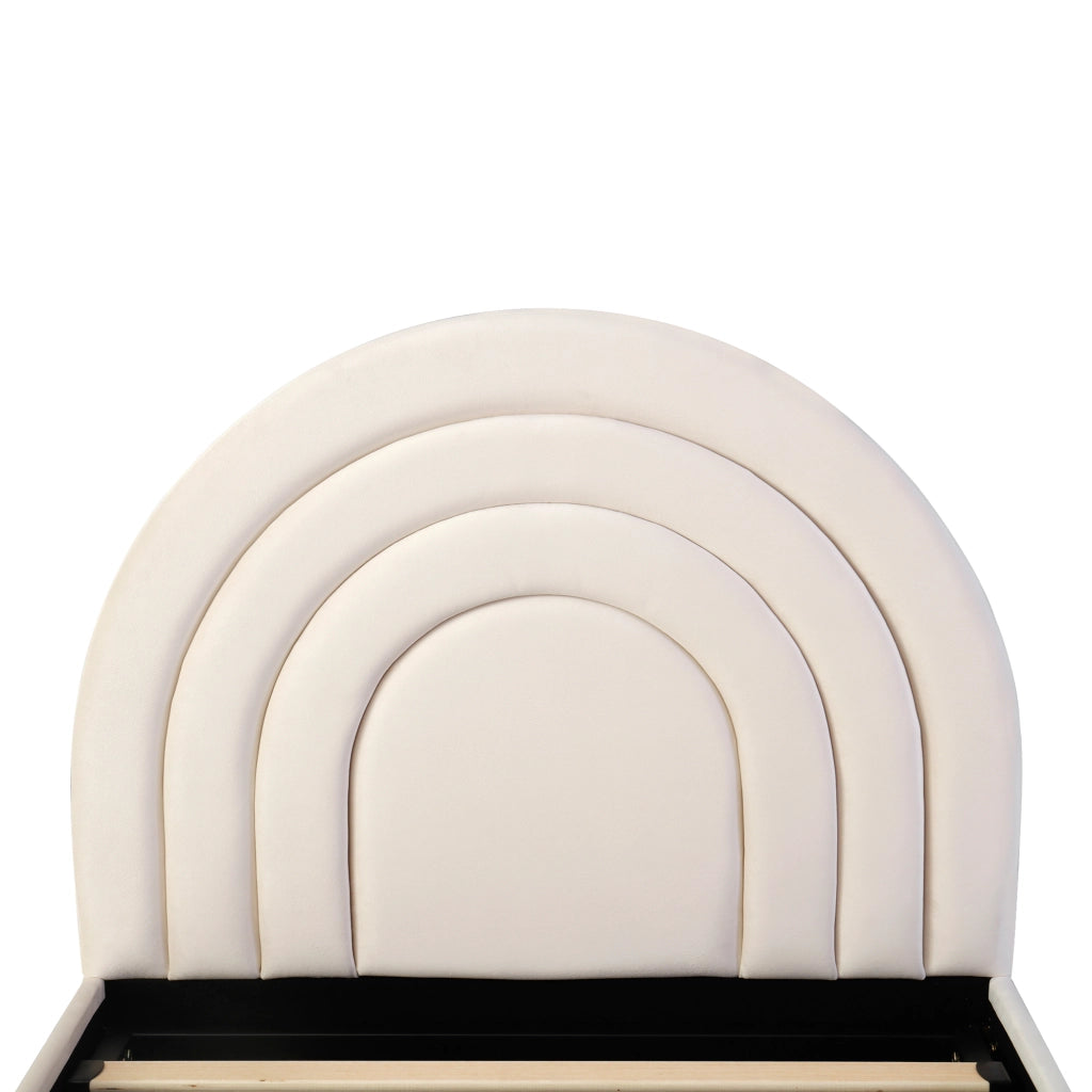 Letto 90cm*200cm con contenitore idraulico e testiera imbottita in velluto beige