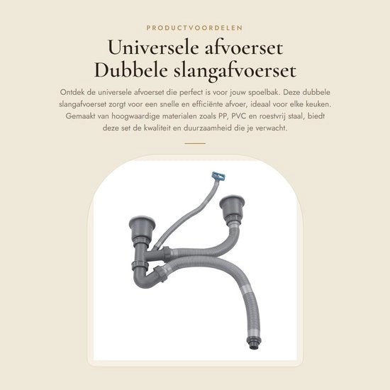 Kit di scarico universale - doppio tubo di scarico - kit di tubo di scarico - acciaio inossidabile - installazione facile - drenaggio 110 mm