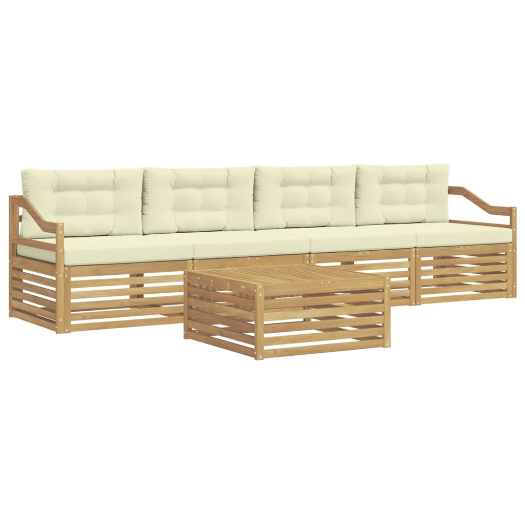 Set di divani da esterno 5 pz Bianco e Crema 3390020