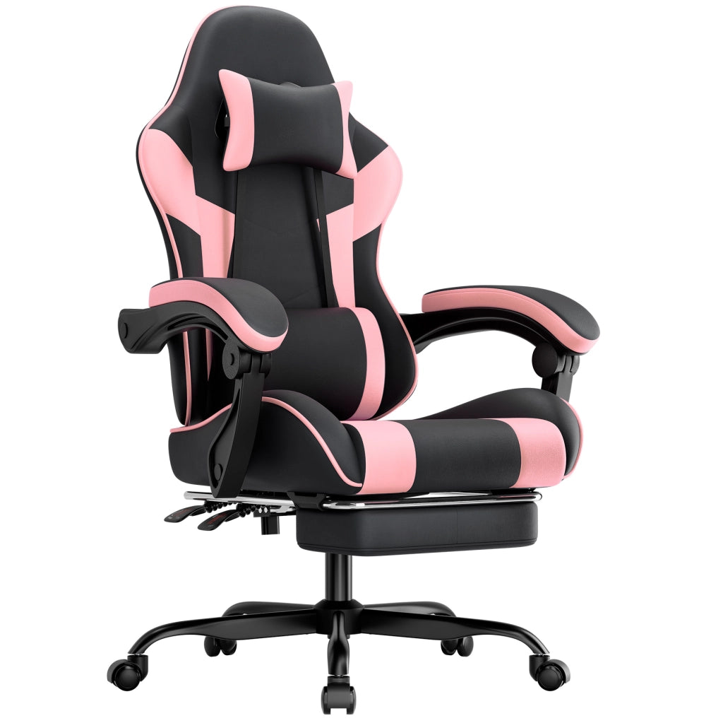 Poltrona gaming reclinabile nera e rosa 73x63x121-131 cm in similpelle PVC