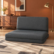 Divano a terra 3-in-1 pieghevole in tessuto effetto velluto grigio scuro, letto imbottito fino a 240 kg per soggiorno e camera