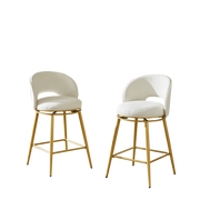 Set di 2 sgabelli da bar girevoli con rotazione 360° e poggiapiedi in tessuto beige