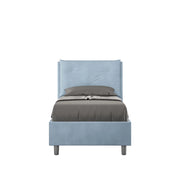 BS COM Letto singolo con rete imbottito 90x200 microfibra azzurro
