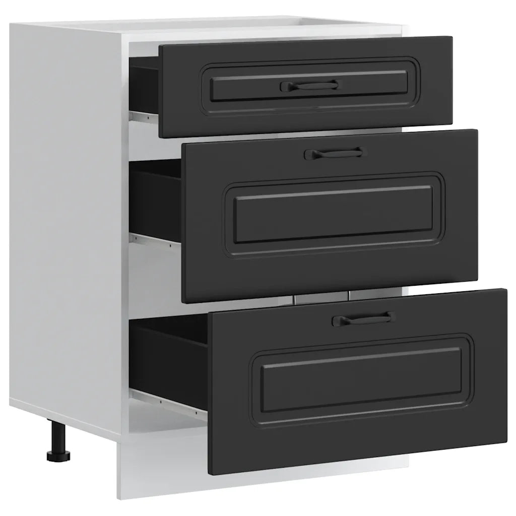 Pensile da cucina | Mobiletto da cucina "Kalmar" Nero in legno ingegnerizzato