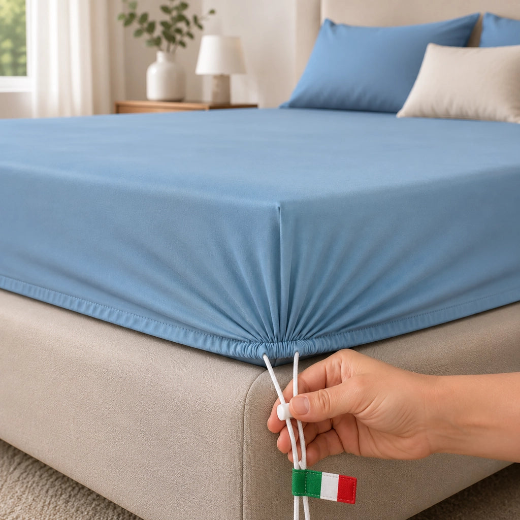 Romesalo, Lenzuolo Singolo Lenzuolo Sotto con Angolo da 27 cm, Azzurro