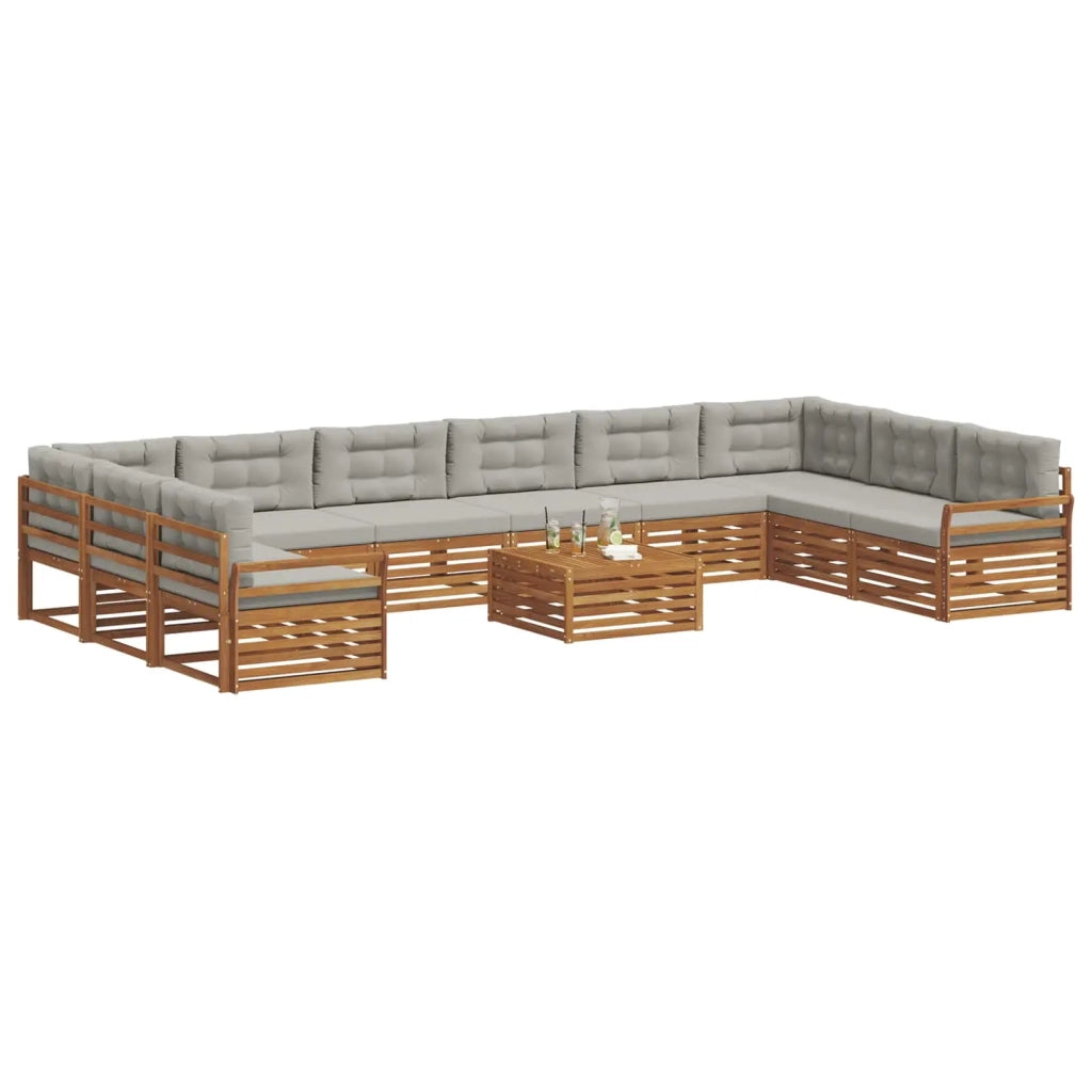 Set divani con cuscino 11 pcs Grigio Naturale e Chiaro 3374251